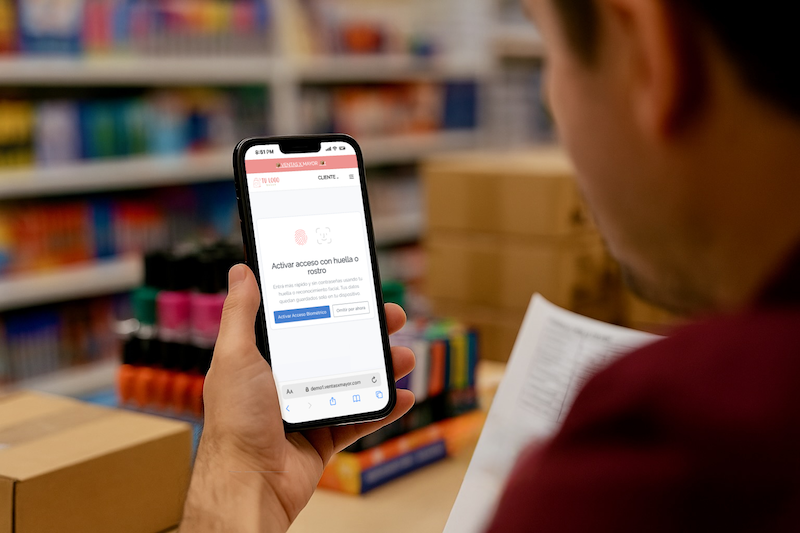 Acceso biometrico y sin contraseña en ventasxmayor.com.pe