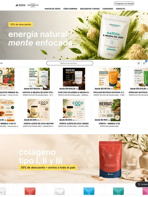 Portal mayorista de droguería Tienda Vida Plus creado con VentasxMayor — suplementos y productos naturales con descuentos por cantidad