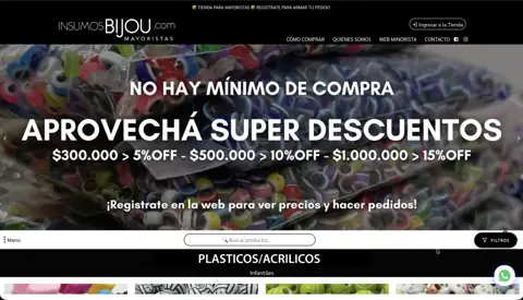 Tienda mayorista de insumos de bijouterie Insumos Bijou, creada con VentasxMayor