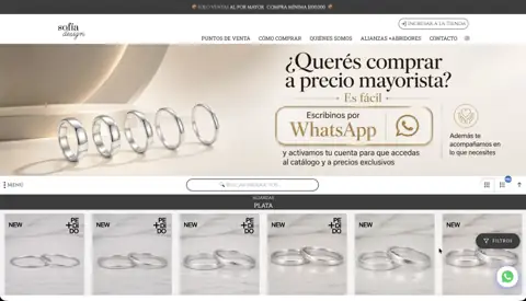 Tienda mayorista de alianzas y joyas Sofía Design, creada con VentasxMayor